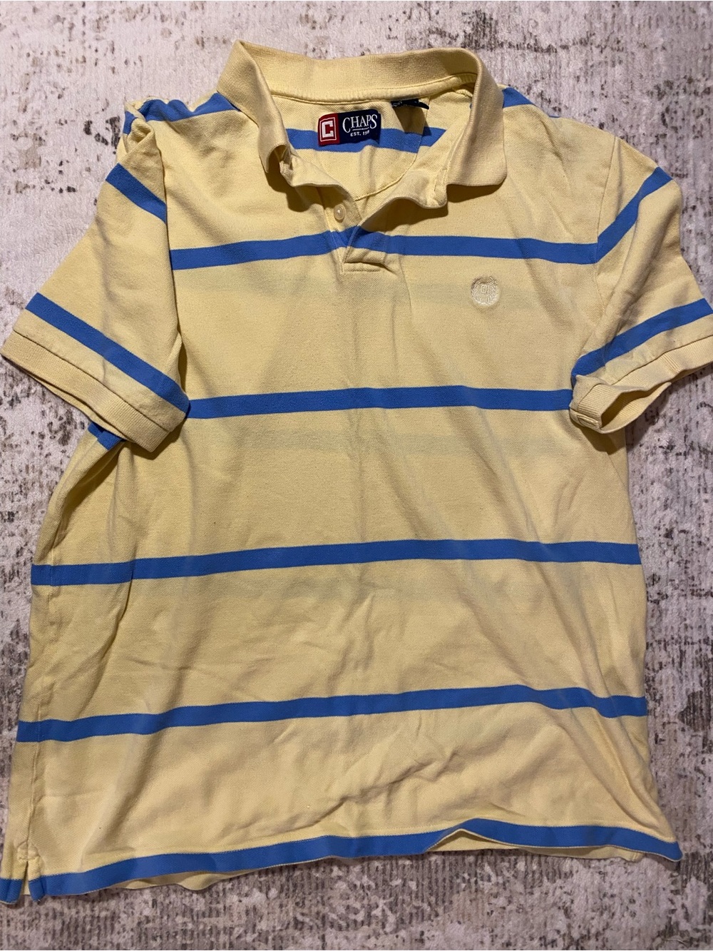 Chaps Yellow Polo with Blue Stripes